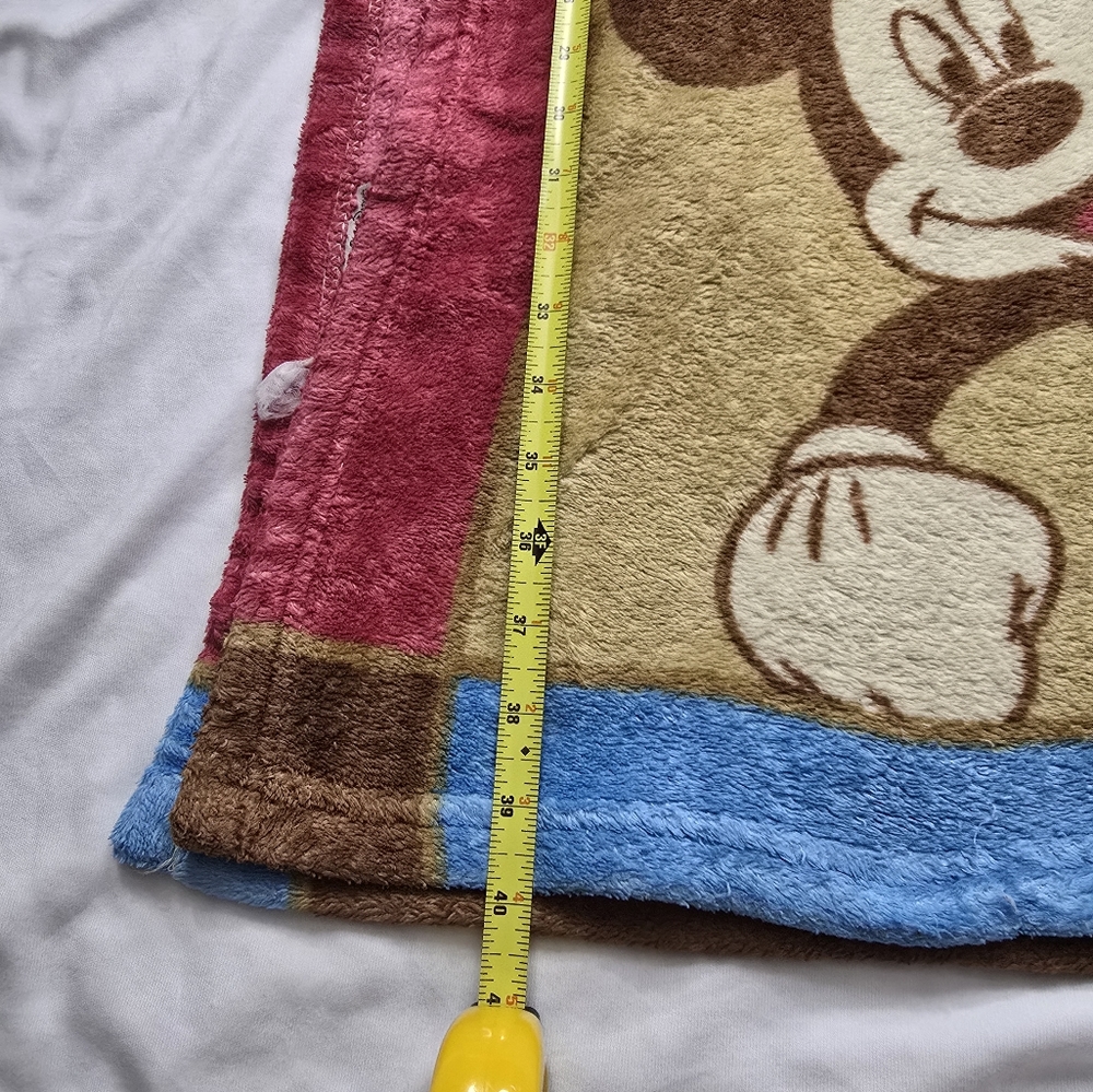 Walt Disney Theme Park Disneyland Mickey Mouse Red Blue Tan Fleece Throw Blanket - Picture 3 of 5